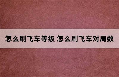 怎么刷飞车等级 怎么刷飞车对局数